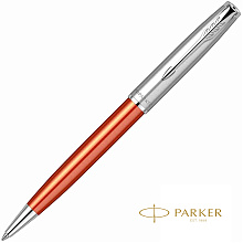 Ручка шариковая автоматическая Parker "Sonnet Essential SB K545", 0,7 мм, серебристый, оранжевый, стерж. черный