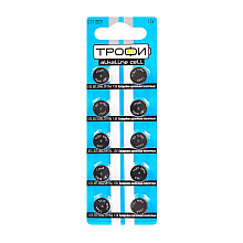 Батарейки алкалиновые дисковые Трофи "LR44/LR1154/357", 10 шт.