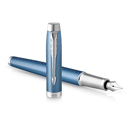 Ручка перьевая Parker "IM Premium Blue Grey CT", F, голубой, серебристый, патрон синий - 2