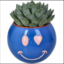 Кашпо "Smiley", полистоун, синий
