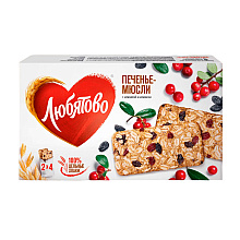 Печенье "Любятово", злаковое с клюквой и изюмом, 120 г