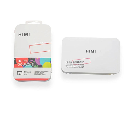 Краски гуашевые "Himi Jelly Cup.Glow in the dark. Bright color", набор 6 цветов, 23 мл., кювета, пластиковый футляр - 6