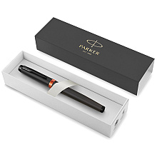 Ручка перьевая Parker "IM Vibrant Rings F315", M, черный, оранжевый, патрон синий
