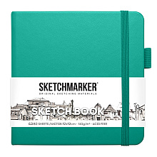 Скетчбук "Sketchmarker", 12x12 см, 140 г/м2, 80 листов, изумрудный