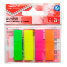 Закладки клейкие "Office products", 12x43 мм, 140 шт, ассорти неон