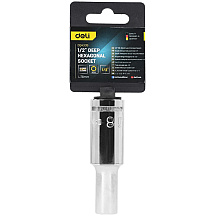 Головка торцевая шестигранная Deli YS EDQ4308 1/2", 8 мм, глубокая, серебристый
