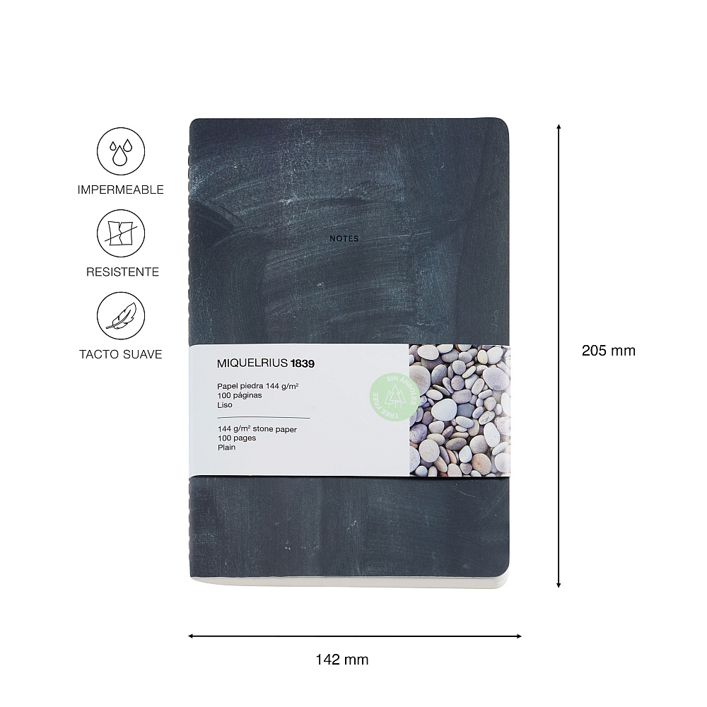 Блокнот Miquelrius "Stone Paper Black", А5, 50 листов, нелинованный, черный - 4