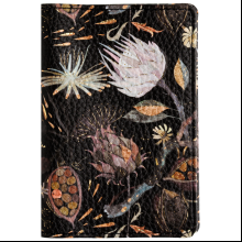 Обложка для паспорта "Flora. Ночные цветы", кожзам., черный