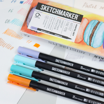 Ручка капиллярная "Sketchmarker Artist fine pen Mid", 6 шт - 5