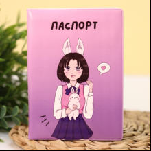Обложка д/паспорта "Love bunny girl" ПВХ., розовый