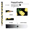Карандаш чернографитный "HappyGraphix. Ананас", HВ, без ластика, черный, желтый  - 3