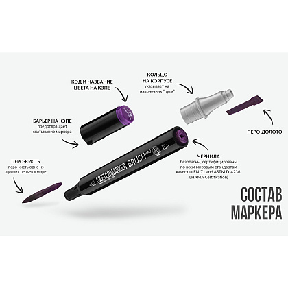 Маркер перманентный двусторонний "Sketchmarker Brush", G103 зеленая бутылка - 7