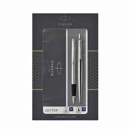 Набор "Parker Jotter Stainless Steel СT": ручка шариковая автоматическая и перьевая, серебристый