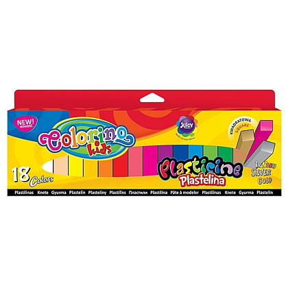 Пластилин для детской лепки Colorino, 18 цветов, квадратный