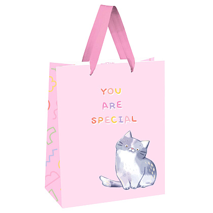 Пакет бумажный подарочный "You are special", 18x23x10 см, крафт, белый