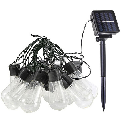 Гирлянда уличная "Лампа", 3 м, 20 LED, тепло белый, солнечная батарея