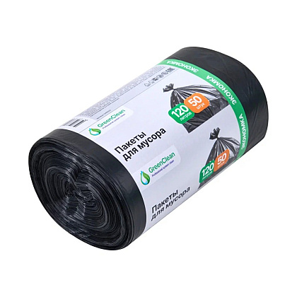 Мешки для мусора GreenClean Экономка, ПНД, 20 мкм, 65х100 см, 120 л, 50 шт/рулон, черный - 3