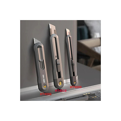Нож строительный Deli HS EHT4008, 135x30 мм, трапеция, Soft Touch, черный - 8