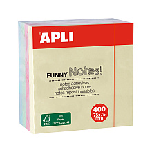 Бумага для заметок на клейкой основе "Funny notes", 75x75 мм, 400 листов, ассорти пастель