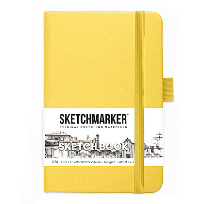 Скетчбук "Sketchmarker", 9x14 см, 140 г/м2, 80 листов, лимонный
