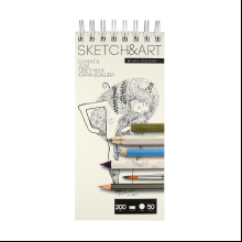 Скетчбук "Sketch&Art", 10.5х22 см, 200 г/м2, 50 листов, на спирали, для цветных карандашей