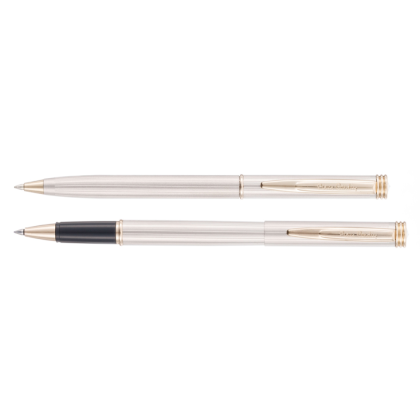 Набор ручек "Pierre Cardin Pen&Pen": ручка шариковая автоматическая и роллер, серебристый, золотой