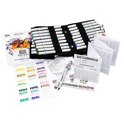 Набор маркеров перманентных двусторонних "Sketchmarker Basic 2", 36 шт. - 2