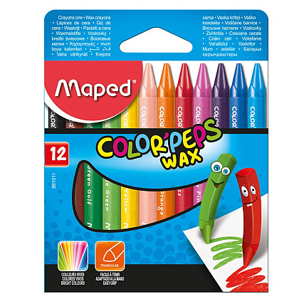 Мелки восковые Maped "Wax Crayons", 12 цветов, ассорти