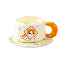 Кружка "Cat loves baking. Toast", керамика, 450 мл, бежевый, оранжевый