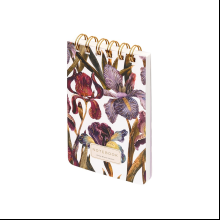 Блокнот "Flora. Ирисы", В6, 100 листов, линейка, спираль сверху, белый, фиолетовый