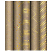 Бумага декоративная в рулоне "Golden Pattern", 1х0,7 м, крафт, ассорти