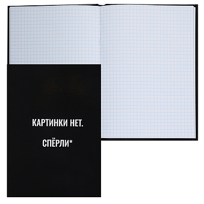 Книга записная "Картинки нет", А5, 145x205 мм, 80 листов, в клетку, черный - 2