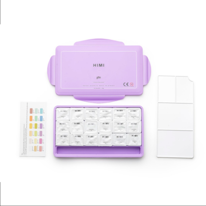 Краски гуашевые "Himi Jelly Cup. Pastel colors", 18 цветов, кювета, фиолетовый футляр - 7