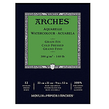 Блок-склейка бумаги для акварели "Arches", 23x31 см, 300 г/м2, 12 листов