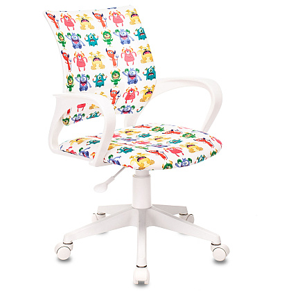Кресло детское Бюрократ BUROKIDS 1W, ткань, пластик, монстры