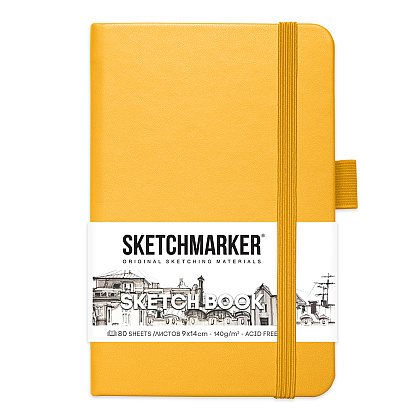 Скетчбук "Sketchmarker", 9x14 см, 140 г/м2, 80 листов, желтый