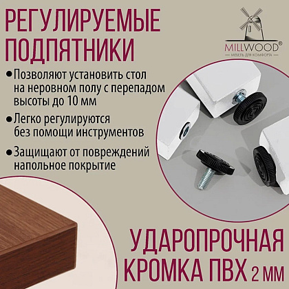 Стол письменный Millwood Лофт Сиэтл (ДТ-5), 1300х700 мм, дуб табачный крафт, белый - 10
