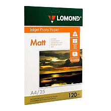 Фотобумага матовая для струйной фотопечати "Lomond", А4, 25 листов, 120 г/м2