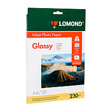 Фотобумага глянцевая для струйной фотопечати "Lomond", А4, 50 листов, 230 г/м2
