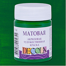 Краска акриловая матовая "Декола", 722 зеленая средняя, 50 мл., банка