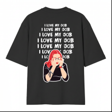 Футболка унисекс оверсайз "I love my job", XS-S, хлопок, черный