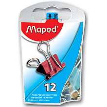 Зажим для бумаг Maped, 15 мм, 12 шт, ассорти