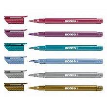 Маркер-кисть "Kores Metallic Style", 6 шт., металлик, ассорти