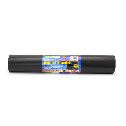 Мешки для мусора "Mirpack Extra", 50 мкм, 120 л, 10 шт/рулон