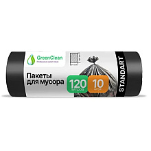Мешки для мусора GreenClean Standart, 120 л, 10 шт/рулон, ПСД, 20 мкм, 68х105 см, черный