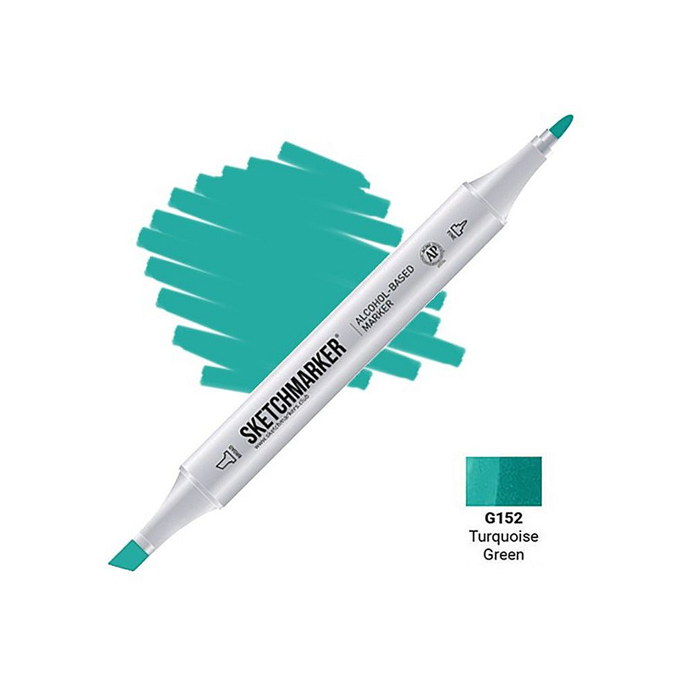 Маркер перманентный двусторонний "Sketchmarker", G152 зеленый бирюзовый