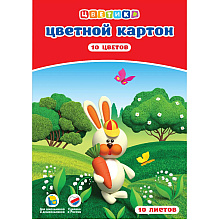 Картон цветной набор  "Цветик", А4, 10 цветов, 10 листов