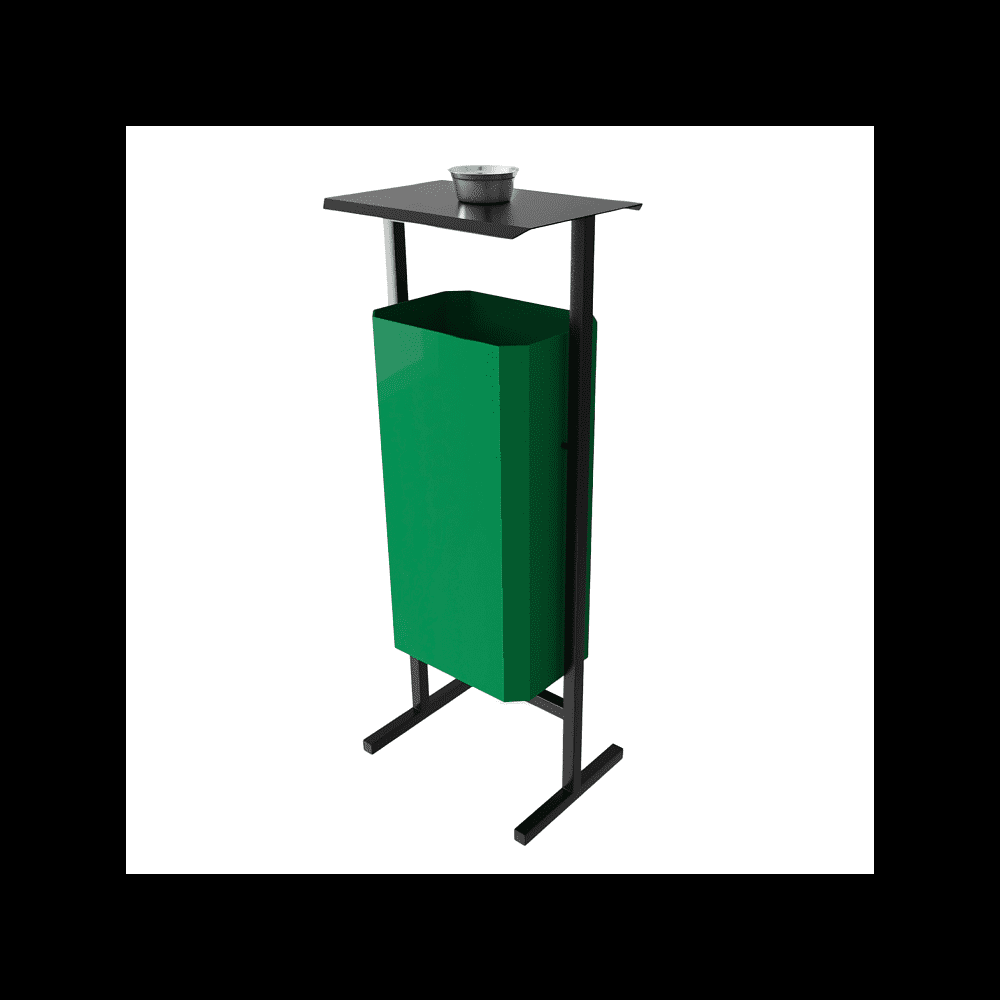 Урна уличная для мусора СТАНДАРТ с пепельницей, 50 л, металл, зелёный