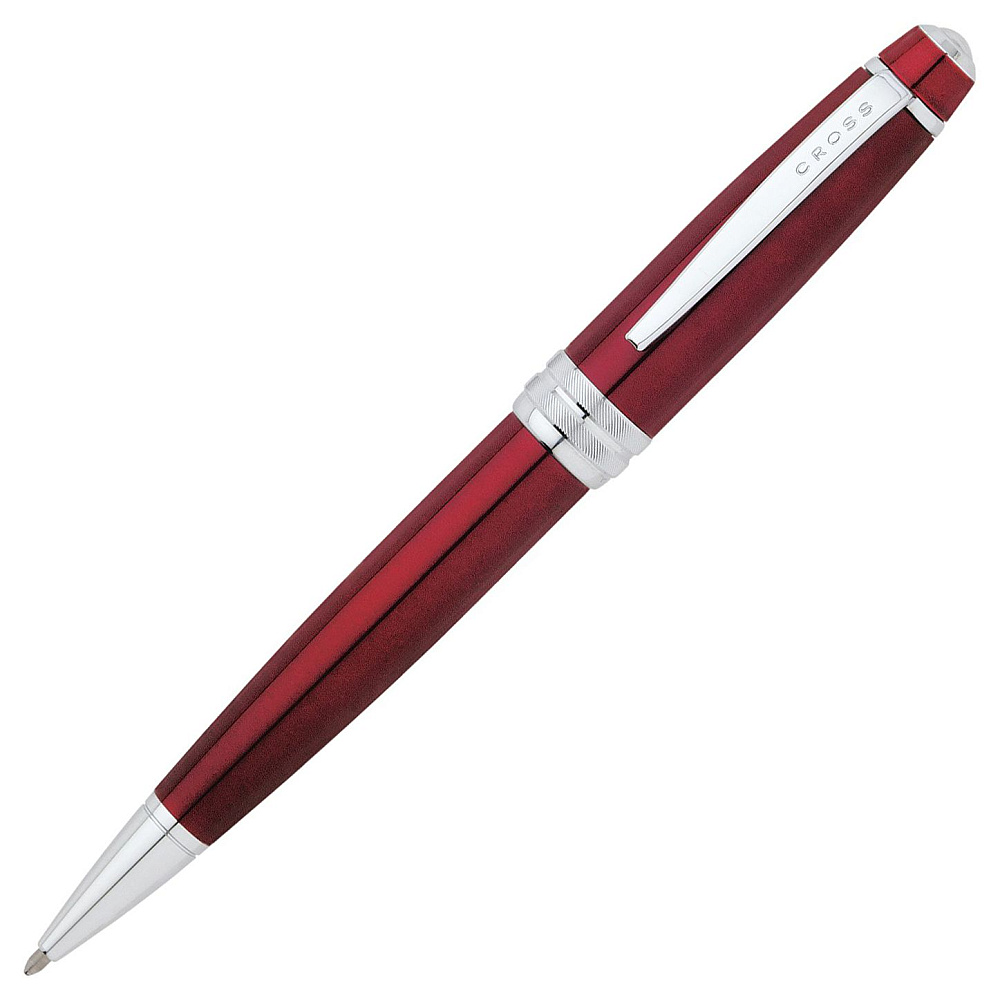 Ручка шариковая автоматическая "Cross Bailey Red Lacquer", 0.7 мм, красный, серебристый, стерж. черный