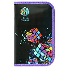 Пенал "Magic cube", 1 отделение, черный, желтый